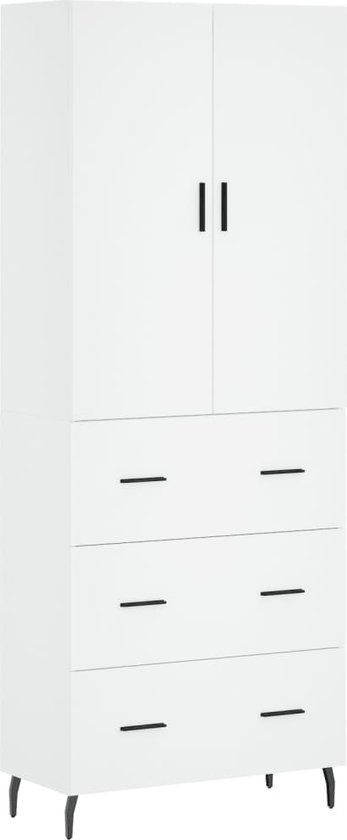 vidaXL Hoge kast 69,5x34x180 cm bewerkt hout wit