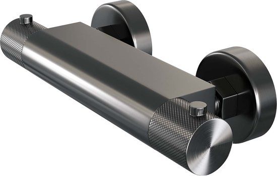 Brauer Gunmetal Carving opbouw douche thermostaatkraan gunmetal geborsteld PVD