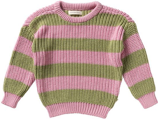Your Wishes Stripe Knit Chunky Sweater | Gestreepte trui | Roze trui meisjes | Maat 110/116