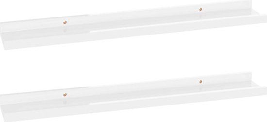 vidaXL Wandschappen - 2 stuks - Hoogglans wit - 60x9x3 cm