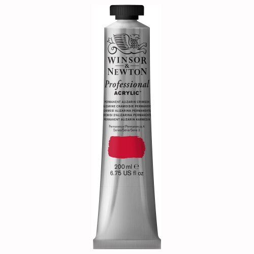 Winsor & Newton 2337466 Professionele acrylverf, hoge dekking, kunstenaarskwaliteit, lichtecht - 200ml Tube, Permanent Alizarin Crimson