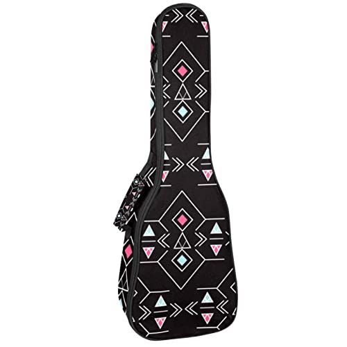 Mersov Concert Ukelele Rugzak, Heavy Duty Ukulele Case Bag met Opslag, Sopraan Concert Tenor Ukelele 10MM Gewatteerde Bag, Black Sheeps, Black Geometric Modern