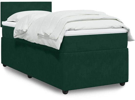 vidaXL Boxspring met matras fluweel donkergroen 80x200 cm