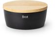 Continenta Broodpot ovaal met houten deksel, keramiek, rubberhout, zwart