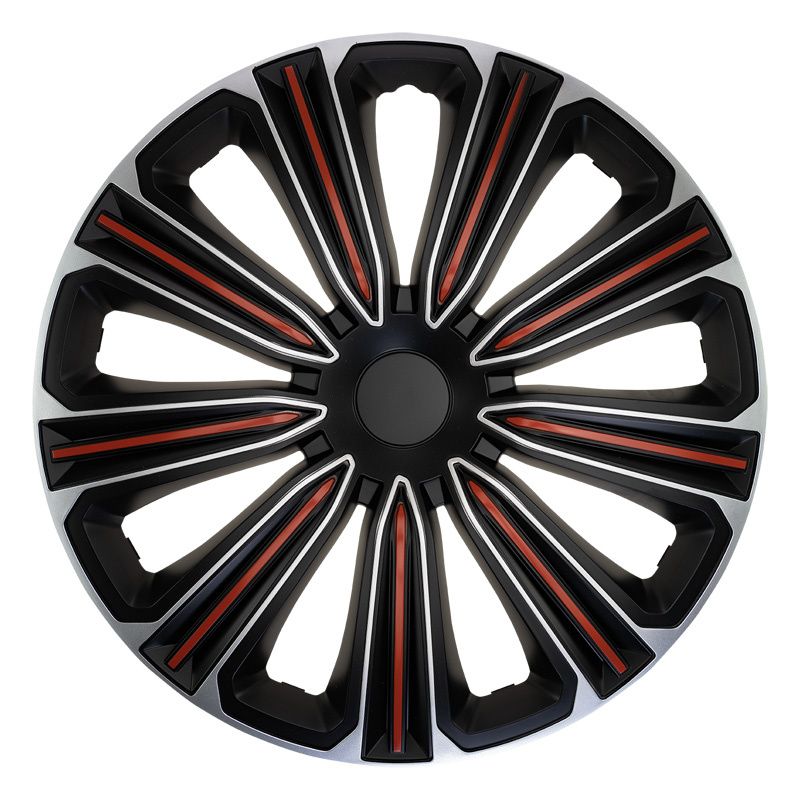 4-Delige J-Tec Wieldoppenset Rosso - 15-inch - Zilver/zwart/rood