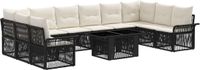 vidaXL Tuinbank Set 11 st Zwart en Crème Wit Polyrattan