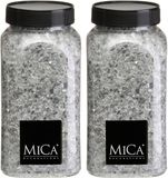 Mica Decorations decoratie stenen / granulaat - 2x - 650 ml - 1-2 mm - spiegel glas - siergrind
