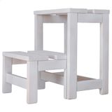 WELL HOME Opstapkruk met 2 treden, van hout, wit, 32 x 23 x 40 cm