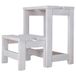 WELL HOME Opstapkruk met 2 treden, van hout, wit, 32 x 23 x 40 cm