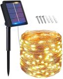 Merkloos Dailygoody Solar Lichtslinger 100 LED Blauw Licht Koper 10M