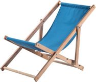 KADAX Anjouin natuurlijke ligstoel salontafelset + 2 blauwe houten ligstoelen
