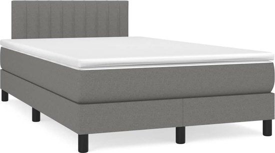 vidaXL Boxspring met matras stof donkergrijs 120x200 cm