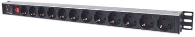 Intellinet 714044 19 pouces PDU - 12 prises AC - 1U - Noir