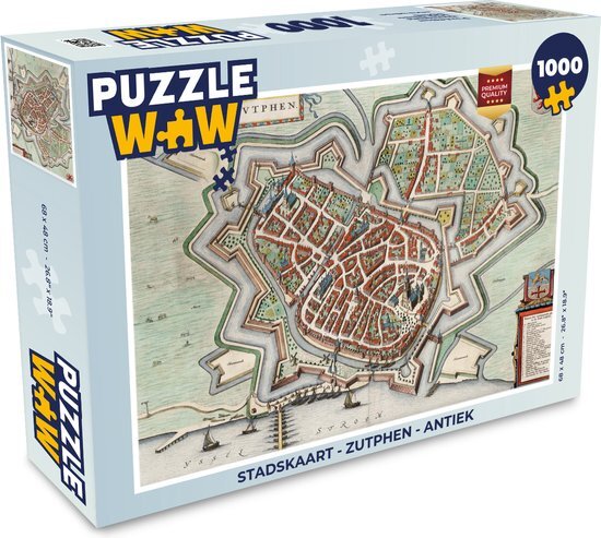 MuchoWow Puzzel Stadskaart - Zutphen - Antiek - Legpuzzel - Puzzel 1000 stukjes volwassenen - Plattegrond