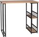Tabouret de bar rectangulaire avec espace de rangement, métal et bois, noir/chêne, 120x50x105