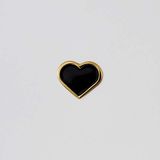 Design Letters Emaille Hart Charm Zwart (Goud), One size