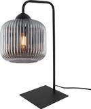 RIFFLE lampe de table, noir, avec abat-jour plat, gris, cylindrique, douille E27