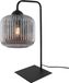 RIFFLE lampe de table, noir, avec abat-jour plat, gris, cylindrique, douille E27