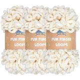JubileeYarn Fun Finger Loops Garen - Jumbo Polyester - 100g/Skein - Ivoor - 3 strengen