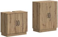 vidaXL - 2-delige - Badkamerkast - Set - HOORN - Artisanaal - eiken - Bewerkt - hout