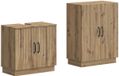 vidaXL - 2-delige - Badkamerkast - Set - HOORN - Artisanaal - eiken - Bewerkt - hout