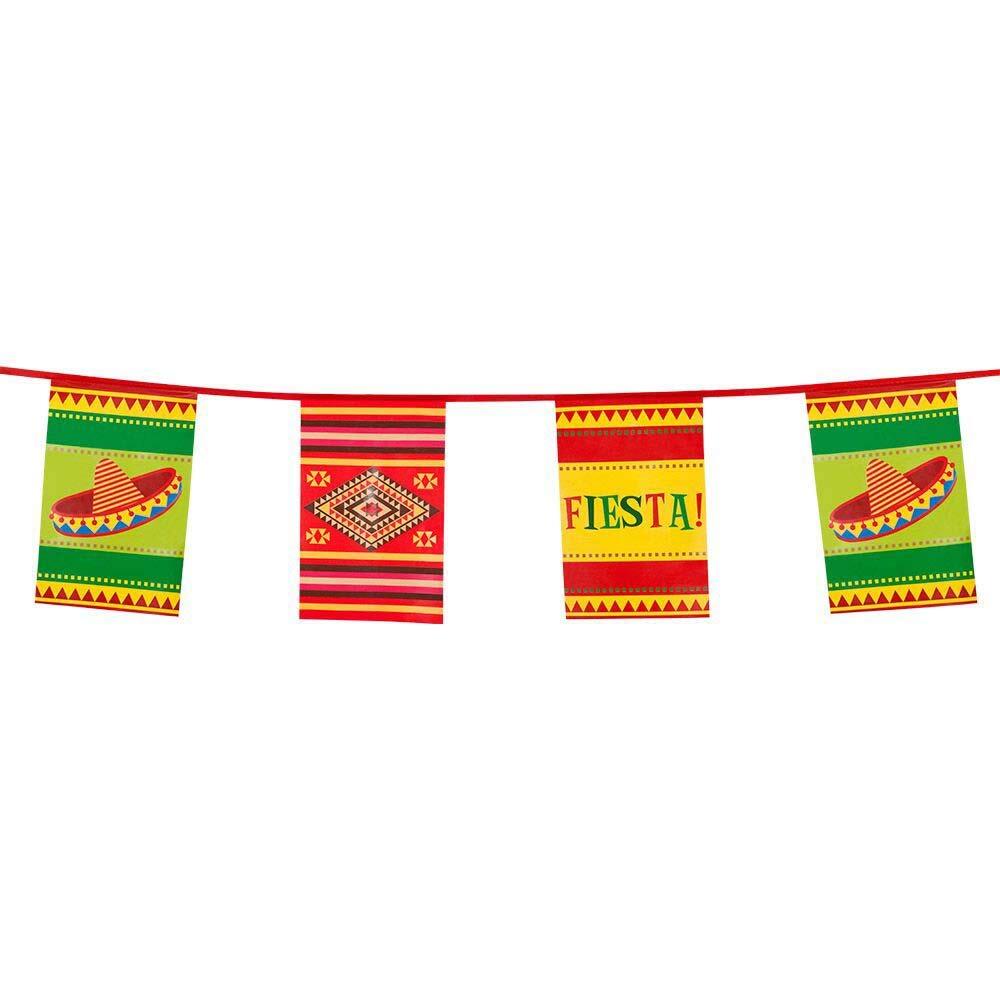 Boland 54401 - wimpelketting Fiesta, lengte 10 m, Mexico, hangdecoratie, slinger, verjaardag, feestdecoratie, feestservies, themafeest, carnaval