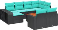 vidaXL 11-delige tuinbankset met kussens, zwart polyrotan