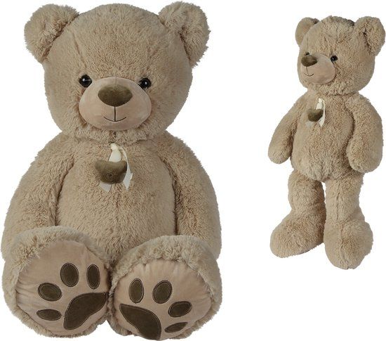 Nicotoy Beer Pluche Knuffel - Beige Beer met Berenkopje - 85cm