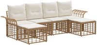vidaXL - Bank loungeset - 6 zitplekken - Polyester - Natuurlijk en crème wit