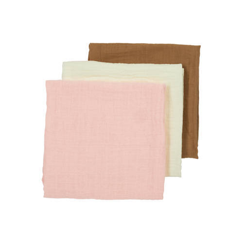 Meyco Meyco hydrofiele luier - set van 3 Uni - Offwhite/Soft Pink/Toffee 70x70cm