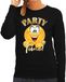 Bellatio Decorations Verkleed sweater dames - party time emoji - zwart - themafeesten/carnaval XXL