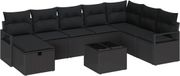 vidaXL Bankstel Zwart/Zwart Polyrattan 2 zitplekken