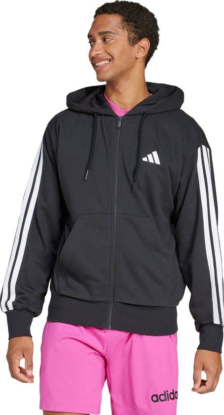 adidas Sportswear Essentials 3-Stripes French Terry Ritshoodie Heren Zwart L