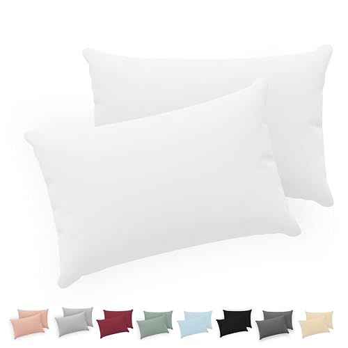 Twinzen® Kussensloop 40x60 (Set van 2) - 100% Katoen Jersey 150 GSM - Wit