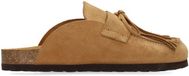 Sacha - Dames - Taupe suède clogs met franjes - Maat 39