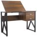 Bureau avec 2 tiroirs, plateau réglable, 110x75x55 cm, noyer