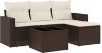 vidaXL 5-delige Loungeset met kussens, polyrattan, bruin
