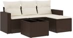 vidaXL 5-delige Loungeset met kussens, polyrattan, bruin