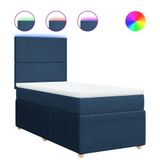 VidaXL Boxspringbed met matras, stof, blauw, 90x190 cm