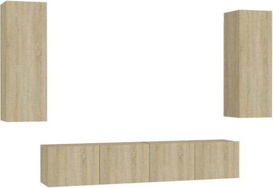 vidaXL 4-delige Tv-meubelset bewerkt hout sonoma eikenkleurig