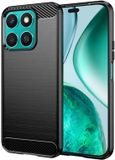 Techsuit Hoesje geschikt voor HONOR X8c - Carbon Silicone Back Cover - Zwart