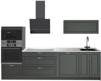Vicco Complete keukeneenheid Fame-Line Groen-Goud Landhuis/Antraciet 280 cm