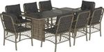 vidaXL 9-delige Tuinset met Kussens, Poly Rattan, Grijs