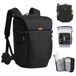 TARION Camerarugzak, waterdicht, professionele fotorugzak, zwart, grote camera-rugzak met 16 inch laptopvak, magneetklep, riem, zijdelingse opening en regenbescherming