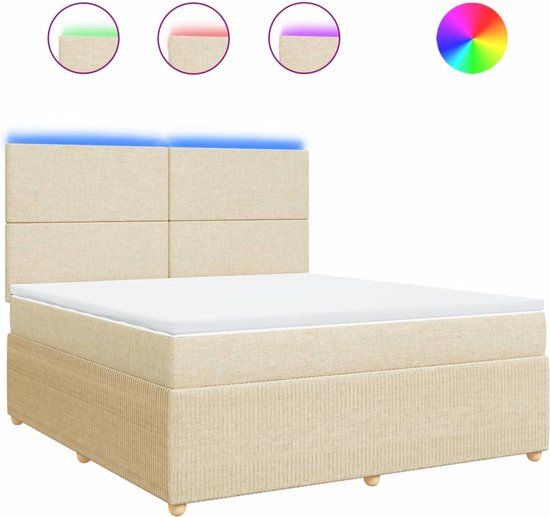 vidaXL Boxspring met matras Crème Stof 180x200 cm