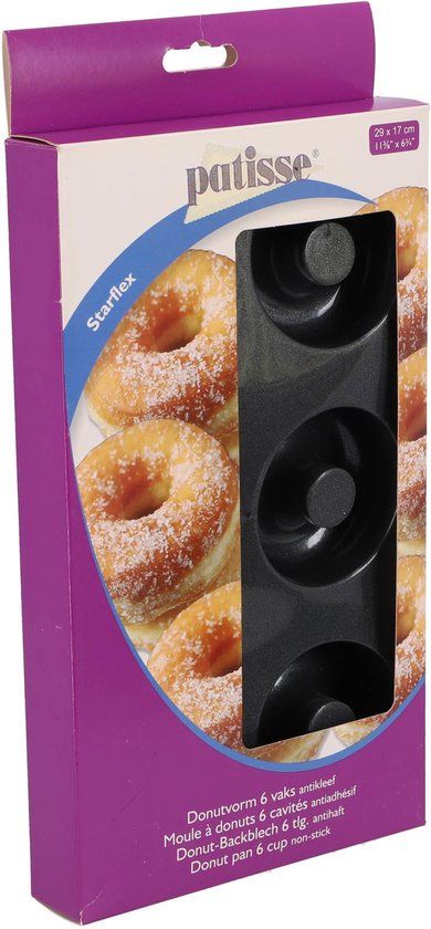 Patisse Donutvorm Starflex - 6 stuks - Zwart - Siliconen