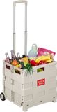 Relaxdays Boodschappentrolley opvouwbaar - met wielen - tot 35 kg - beige