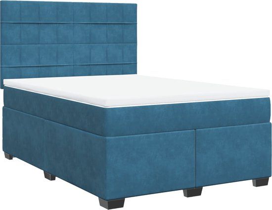 vidaXL Boxspring met matras fluweel blauw 160x200 cm