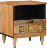 vidaXL Nachtkastje met lade Naturel 40 x 33 x 46 cm Massief Mango Hout