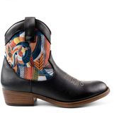 Inkkas Cyprus Western Boot dames laars – bruine leren westernlaars met berg- & mouflon motief – turquoise details – mid-hoog model met comfortabele hak, maat 42